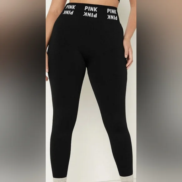XL XXL ❤️VS PINK Seamless Workout Tight Black - Picture 2 of 3